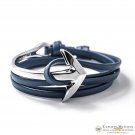 Namaste Adjustable Curved Anchor Half-Cuff Nautical PU Leather FREE Bracelet