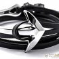 Namaste Adjustable Curved Anchor Half-Cuff Nautical PU Leather FREE Bracelet