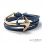 Namaste Adjustable Curved Anchor Half-Cuff Nautical PU Leather FREE Bracelet