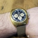 Rare Vintage Breitling 9857 Chronograph 1970's Lemania 1873 Gold Plat Panda Dial