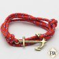 Namaste Hand Crafted Adjustable Rope Gold Anchor Nautical Bracelet FREE Gifts