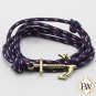 Namaste Hand Crafted Adjustable Rope Gold Anchor Nautical Bracelet FREE Gifts