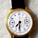 Vintage Monopusher Hahn Column Wheel Chronograph Gold Plated  Watch 38mm Leather