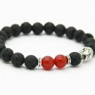 Namaste Jewelry Lava Stone Beads Red Agate Silver Buddah Head Yogi Energy Free