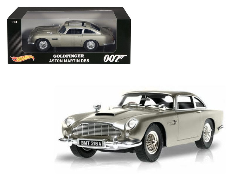 Aston Martin DB5 Silver James Bond 007 From "Goldfinger" Movie 1/18 Diecast Model Car by Hotwheels