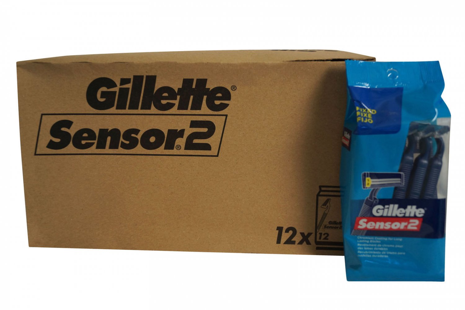 Gillette Sensor 2 Disposable Razors Fixed Blade 12 x 12 ct