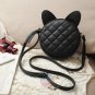 Stylish Leather Women Messenger Cat Ears Shoulder Bag Round Handbag Small Purse