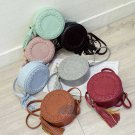 Artsivaris Fashion Round Small Leather Shoulder Bag Tassel Crossbody Messenger