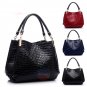 Stylish Leather Handbag Women Shoulder Bag Evening Purse Croco Embossed Tote Bag