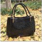 Stylish Leather Handbag Women Shoulder Bag Evening Purse Croco Embossed Tote Bag