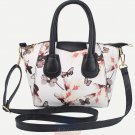 Artsivaris Women White Floral Leather Shoulder Bag Flower Messenger Travel Tote