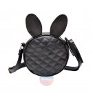 Artsivaris Women Rabbit Bunny Ears Leather Handbag Black Round Messenger Bag