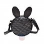 Artsivaris Women Rabbit Bunny Ears Leather Handbag Black Round Messenger Bag