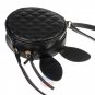 Artsivaris Women Rabbit Bunny Ears Leather Handbag Black Round Messenger Bag