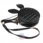 Artsivaris Women Rabbit Bunny Ears Leather Handbag Black Round Messenger Bag