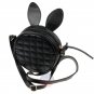 Artsivaris Women Rabbit Bunny Ears Leather Handbag Black Round Messenger Bag
