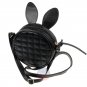 Artsivaris Women Rabbit Bunny Ears Leather Handbag Black Round Messenger Bag