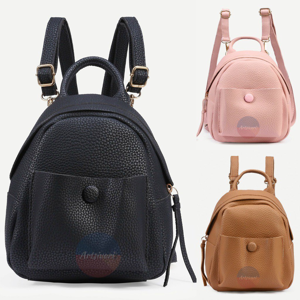 Stylish Pebbled Backpack Faux Leather Women Handbag Travel Casual Bag Rucksack