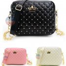 Stylish Women Messenger Rivet Chain Shoulder Bag Leather Crossbody Crown Bag