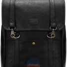 Stylish Women's Black Leather Satchel Backpack School Book Bag Travel Rucksack