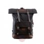 Artsivaris Roll Top 14" Laptop Travel School Bag Polyester Leather Backpack