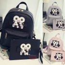 Stylish 2pc Owl Design Bag Leather Rucksack Travel School Casual Women Backpack
