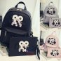 Stylish 2pc Owl Design Bag Leather Rucksack Travel School Casual Women Backpack
