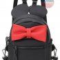 Stylish Mouse Black Red Oversized Bow Tie Bag Leather Women Backpack