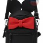 Stylish Mouse Black Red Oversized Bow Tie Bag Leather Women Backpack