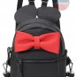Stylish Mouse Black Red Oversized Bow Tie Bag Leather Women Backpack
