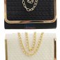 Retro Embossed Leather Clutch Metal-Trim Magnetic Flap Evening Bag Women Purse