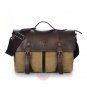 Artsivaris Men Canvas Leather Business Briefcase Travel Large Messenger Bag