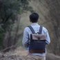 Artsivaris Vintage Denim Leather Rucksack 13" Laptop Backpack Medium Travel Bag