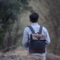 Artsivaris Vintage Denim Leather Rucksack 13" Laptop Backpack Medium Travel Bag