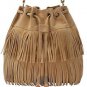 Vintage Tassel Fringe Shoulder Bag Drawstring Khaki Casual Travel Messenger Bags