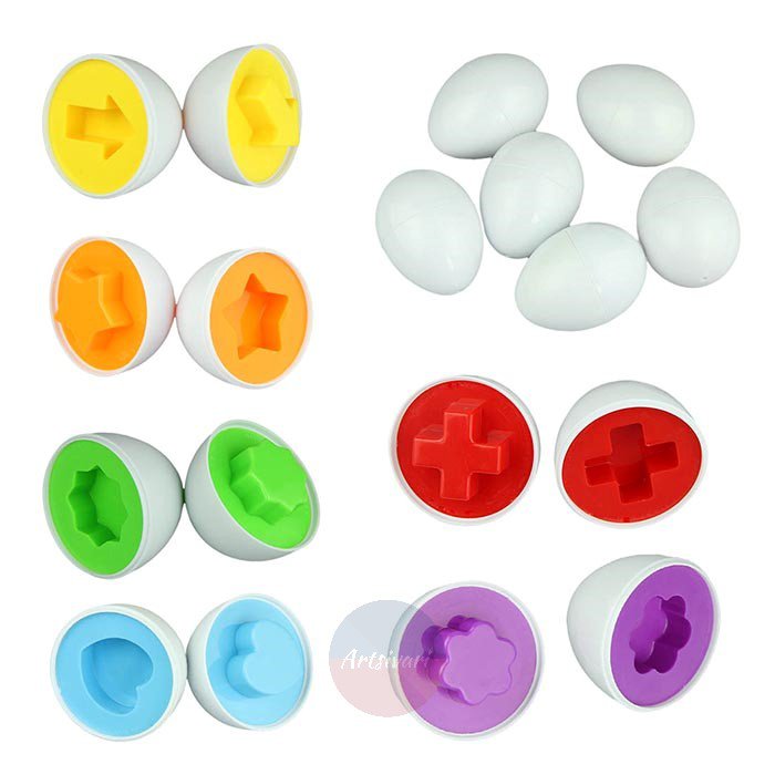6 Eggs Set Mixed Shape Learning Toys Kids Baby Smart Puzzle Educational Toy Gift