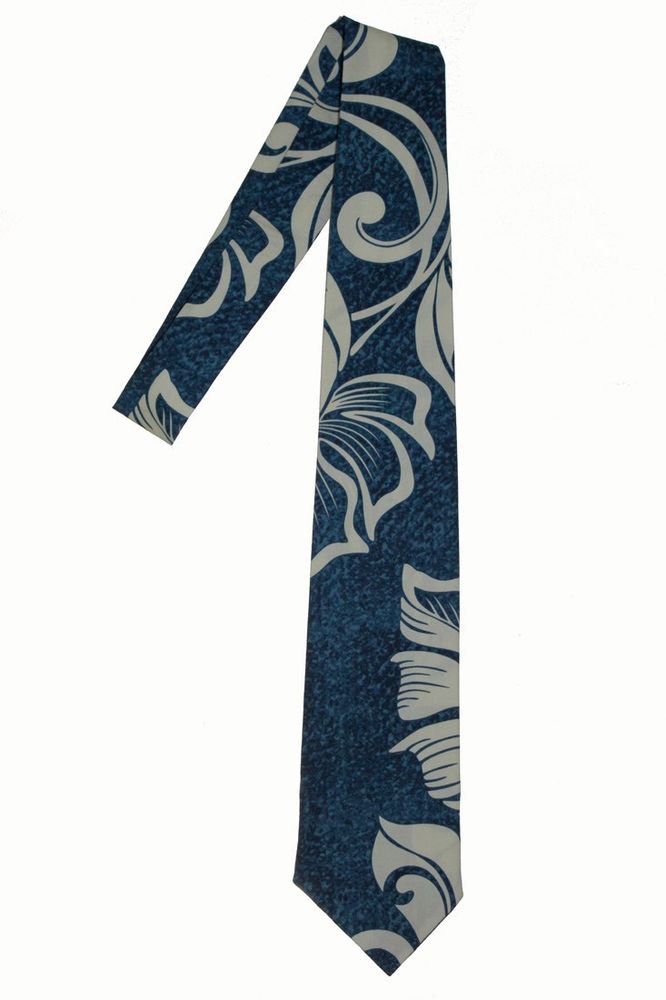Hawaiian print Necktie; Blue Wave