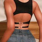 Women's Elegant Backless Cropped Tank Top with Waist Chain.