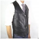New Mens 100% Genuine Leather Black Vest,Motorcycle Driver Vest