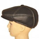 New Men‘s "100% Real Cowhide" Leather Newsboy Beret / Golf Hat *Black/Brown