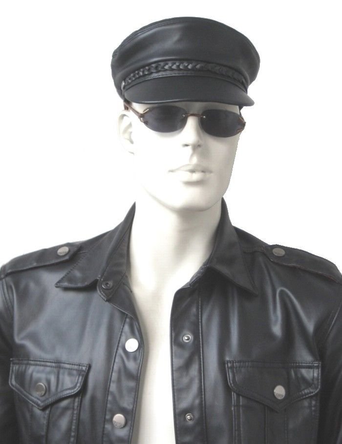 New Men's 100% Real Leather Military Hat /Newsboy Caps / Harley riders hat