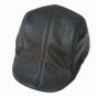 Men's Black Real Leather Fashion Newsboy Ivy Cabbie cap Gatsby Flat Golf Hat