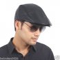 Men's Black Real Leather Fashion Newsboy Ivy Cabbie cap Gatsby Flat Golf Hat