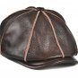 High-grade first layer Black Brown Cowhide Leather Newsboy Cabbie cap Golf Hat