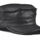 Men's High-grade first layer Cowhide Newsboy Cadet Military Black Brown Golf Hat