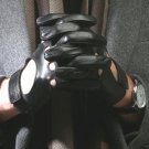 Black leather gloves, driving gloves. Motorcycle gloves