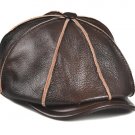 New Men's High-grade first layer Brown Cowhide Leather Berets Golf Hat