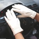 New Men's/Women's 100% leather white/black Driving gloves,Wedding gloves