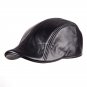 Black Top quality Leather Newsboy Hat Flat Ivy Cap Driving Golf Gatsby Steampunk