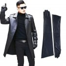 30cm40cm50cm60cm Men's Genuine Black leather Long Evening Gloves Driving Gloves